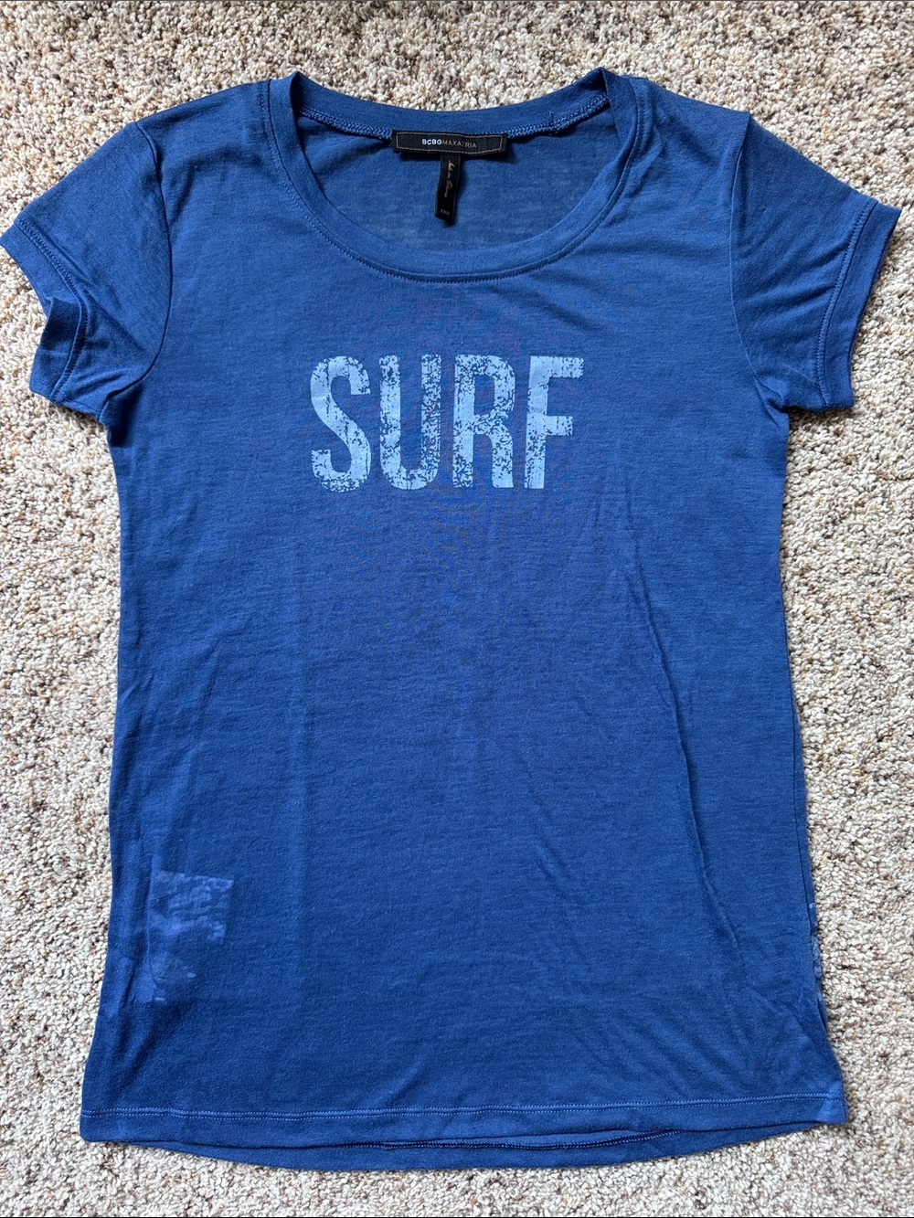 BCBGMaxAzria Blue 'SURF' Graphic Scoop Neck Tee